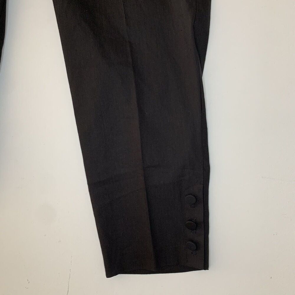 Women's Linen Straight Leg Ankle Pants in Black - Picture 6 of 9